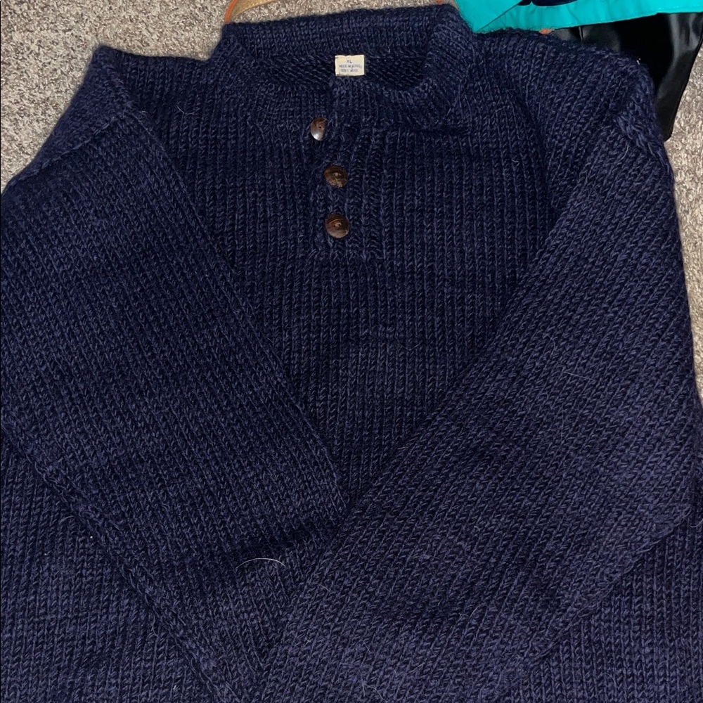 Men's Navy Wool Sweater